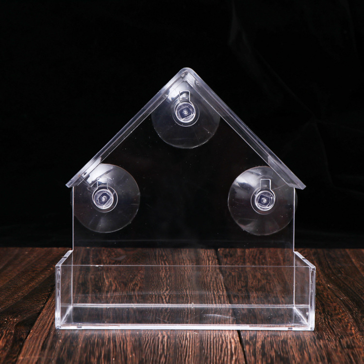 透明三角房屋型塑料亚克力有机玻璃喂鸟器